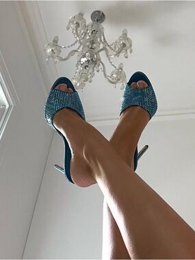 Paris Texas Holly Stiletto Embellished Suede Mules